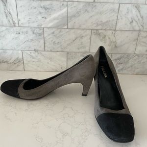 Prada grey and black suede pumps size 37.5